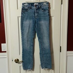 BKE Denim Blue Straight Leg Jeans. Billie slim fit, high rise.